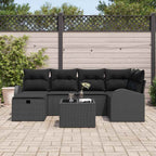Conjunto de sofá de jardín 7 pcs Negro 234 x 124 x 85 cm