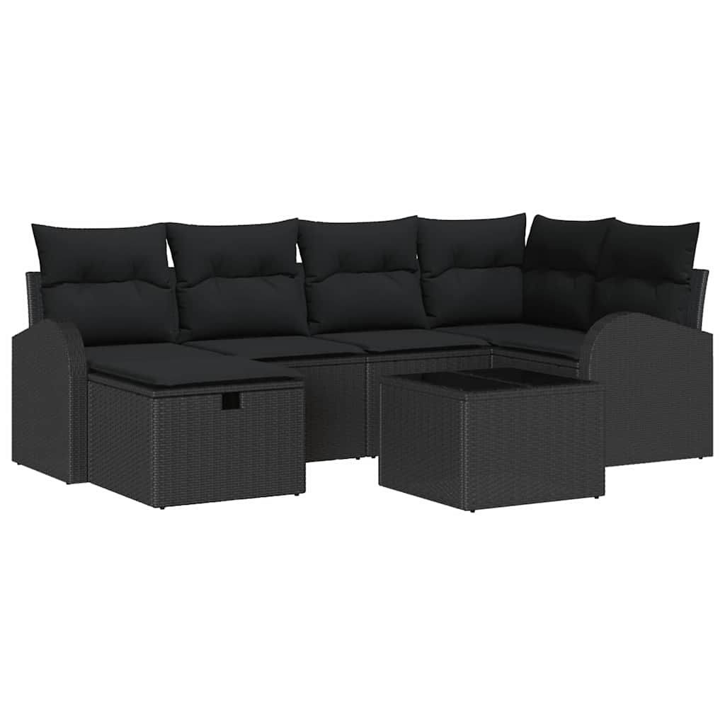 Conjunto de sofá de jardín 7 pcs Negro 234 x 124 x 85 cm