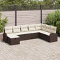 Sofa Set with Beige Cushion and Light Grey Synthetic Rattan