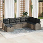 Sofa Set with Beige Cushion and Light Grey Synthetic Rattan