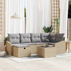 Juego de Sofá 6 pcs Beige y Gris Claro ratán sintético