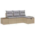 Conjunto de sofá de jardín con cojín 4 pcs Beige Poliratán