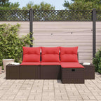 Conjunto de sofá de jardín con cojín 4 pcs ratán sintético