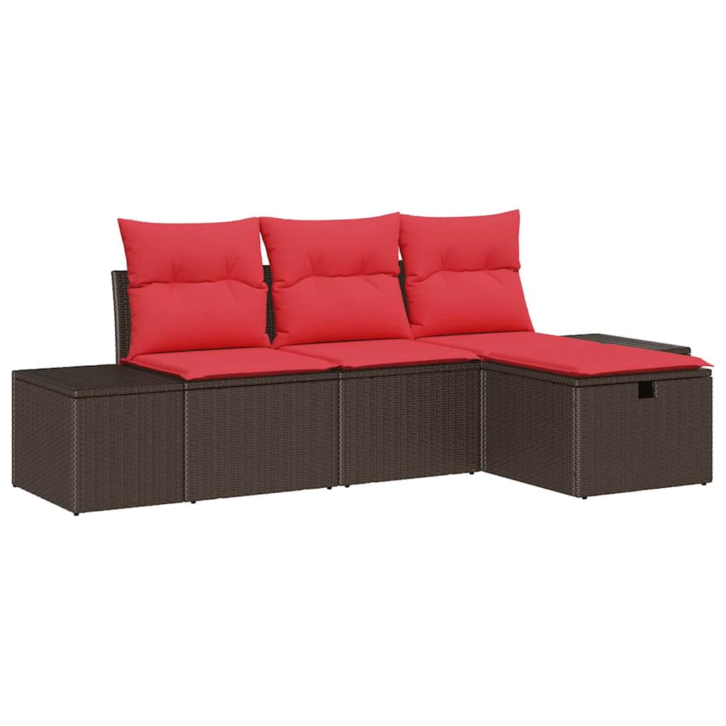 Conjunto de sofá de jardín con cojín 4 pcs ratán sintético