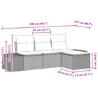 Conjunto de sofá de jardín con cojín 4 pcs ratán sintético