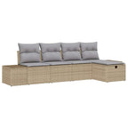 Conjunto de sofás de jardín 5 pcs Beige ratán sintético
