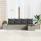Conjunto de sofás de jardín 5 pcs Gris Claro ratán sintético