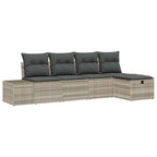 Conjunto de sofás de jardín 5 pcs Gris Claro ratán sintético