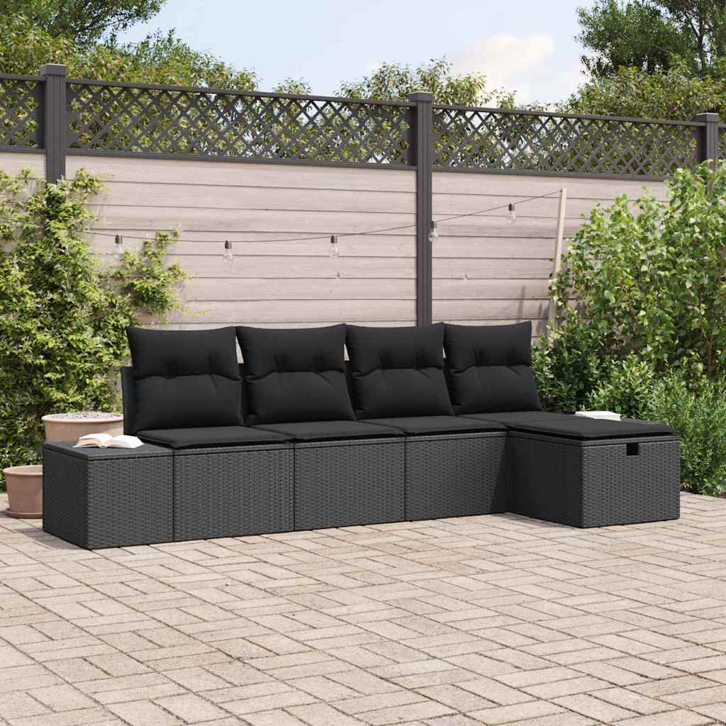 Conjunto de sofás de jardín 5 pcs Gris Claro ratán sintético