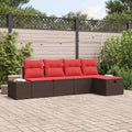 Conjunto de sofá de jardín 5 pcs Marrón ratán sintético