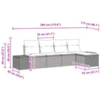 Conjunto de sofá de jardín 5 pcs Marrón ratán sintético