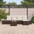 Conjunto de sofás de jardín 6 pcs Marrón ratán sintético