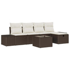 Conjunto de sofás de jardín 6 pcs Marrón ratán sintético