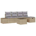 Conjunto de sofás de jardín 6 pcs Beige ratán sintético