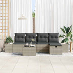 Conjunto de sofás de jardín 6 pcs Gris Claro ratán sintético