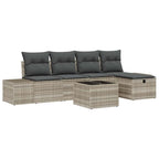 Conjunto de sofás de jardín 6 pcs Gris Claro ratán sintético