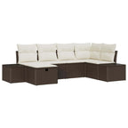 Conjunto de sofá de jardín 6 pcs Marrón ratán sintético