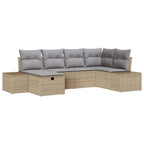 Conjunto de sofá de jardín 6 pcs Beige ratán sintético