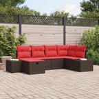 Conjunto de sofá de jardín 6 pcs Marrón ratán sintético