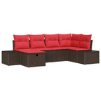 Conjunto de sofá de jardín 6 pcs Marrón ratán sintético