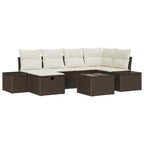 Conjunto de sofá de jardín 7 pcs Marrón ratán sintético
