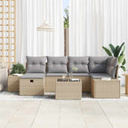 Conjunto de sofá de jardín 7 pcs Beige ratán sintético