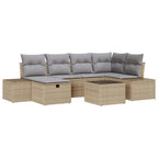 Conjunto de sofá de jardín 7 pcs Beige ratán sintético