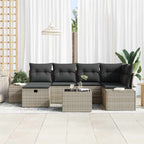 Conjunto de sofá de jardín 7 pcs Gris Claro ratán sintético