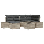 Conjunto de sofá de jardín 7 pcs Gris Claro ratán sintético
