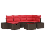 Conjunto de sofá de jardín 7 pcs Marrón ratán sintético