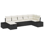 Conjunto de sofá de jardín 7 pcs Negro ratán sintético