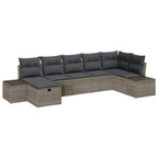 Conjunto de sofá de jardín con cojín 7 pcs Gris ratán sintético