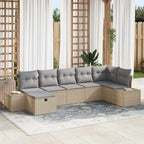 Conjunto de sofá de jardín 7 pcs Beige ratán sintético
