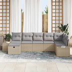 Conjunto de sofá de jardín 7 pcs Beige ratán sintético