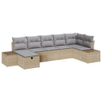 Conjunto de sofá de jardín 7 pcs Beige ratán sintético