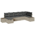 Conjunto de sofá de jardín 7 pcs Gris Claro ratán sintético