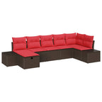 Conjunto de sofá de jardín 7 pcs Marrón ratán sintético