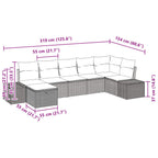 Conjunto de sofá de jardín 7 pcs Marrón ratán sintético