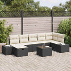 Conjunto de sofá de jardín 8 pcs Negro ratán sintético