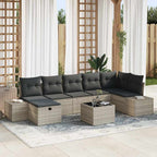 Conjunto de sofá de jardín 8 pcs Gris Claro ratán sintético