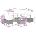 Conjunto de sofá de jardín 8 pcs Gris Claro ratán sintético