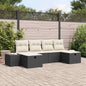 Conjunto de sofá de jardim 6 peças Bege vime sintético