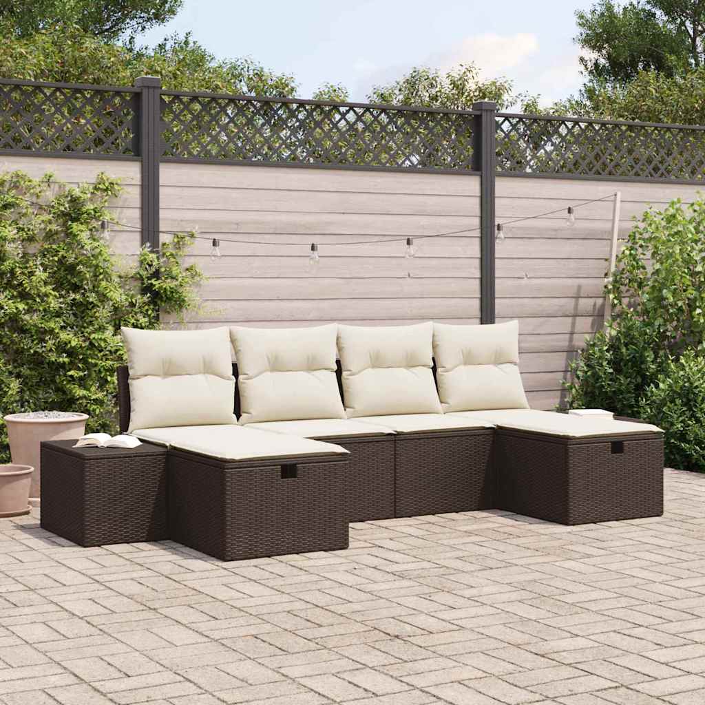 Conjunto de sofá de jardín 6 pcs Beige ratán sintético
