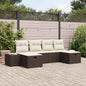 Conjunto de sofá de jardim 6 peças Bege vime sintético