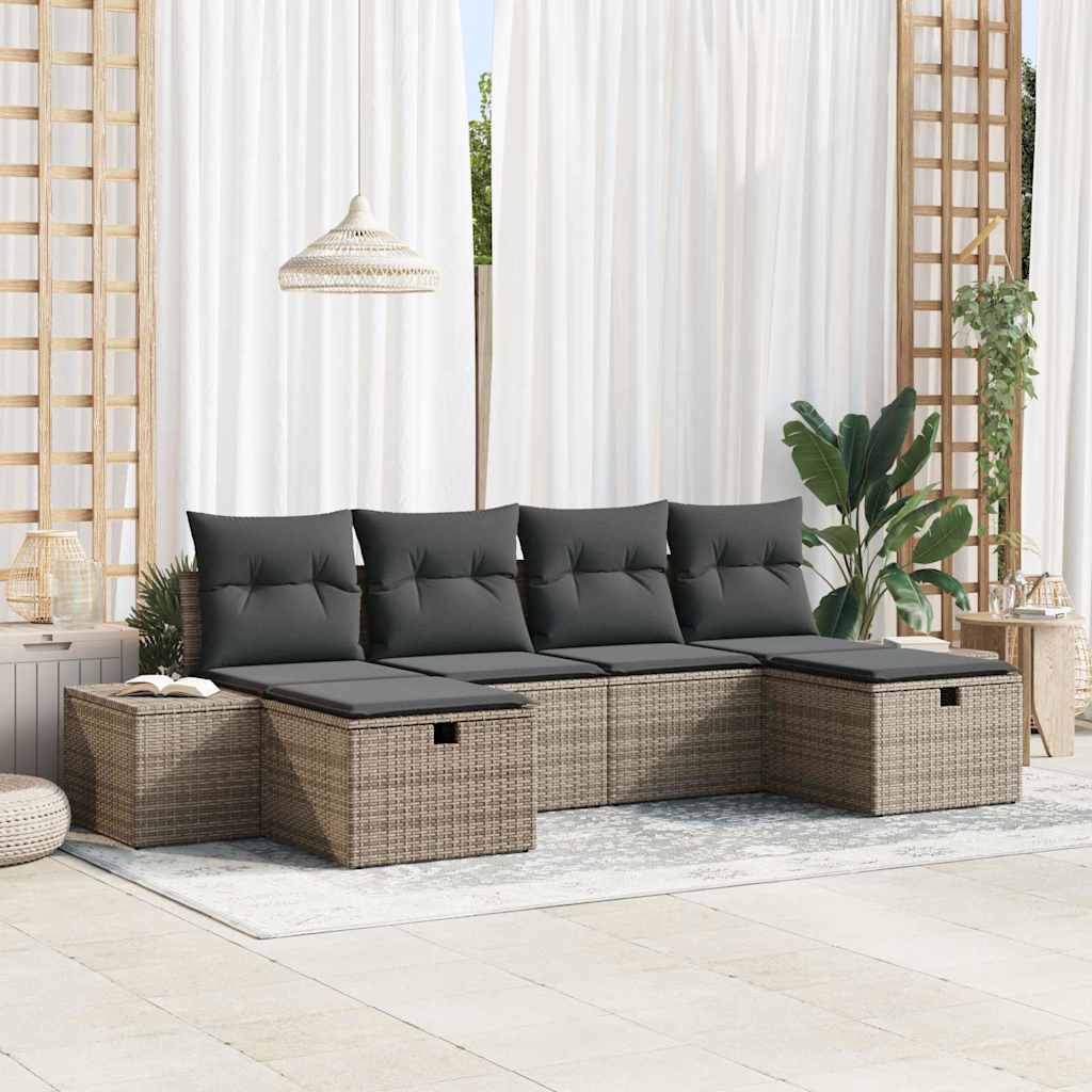 Conjunto de sofá de jardín 6 pcs Beige ratán sintético
