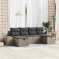 Conjunto de sofá de jardim 6 peças Bege vime sintético