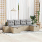Conjunto de sofá de jardim 6 peças Bege vime sintético
