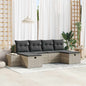 Conjunto de sofá de jardim 6 peças Bege vime sintético