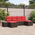 Conjunto de sofá de jardín 6 pcs Marrón ratán sintético