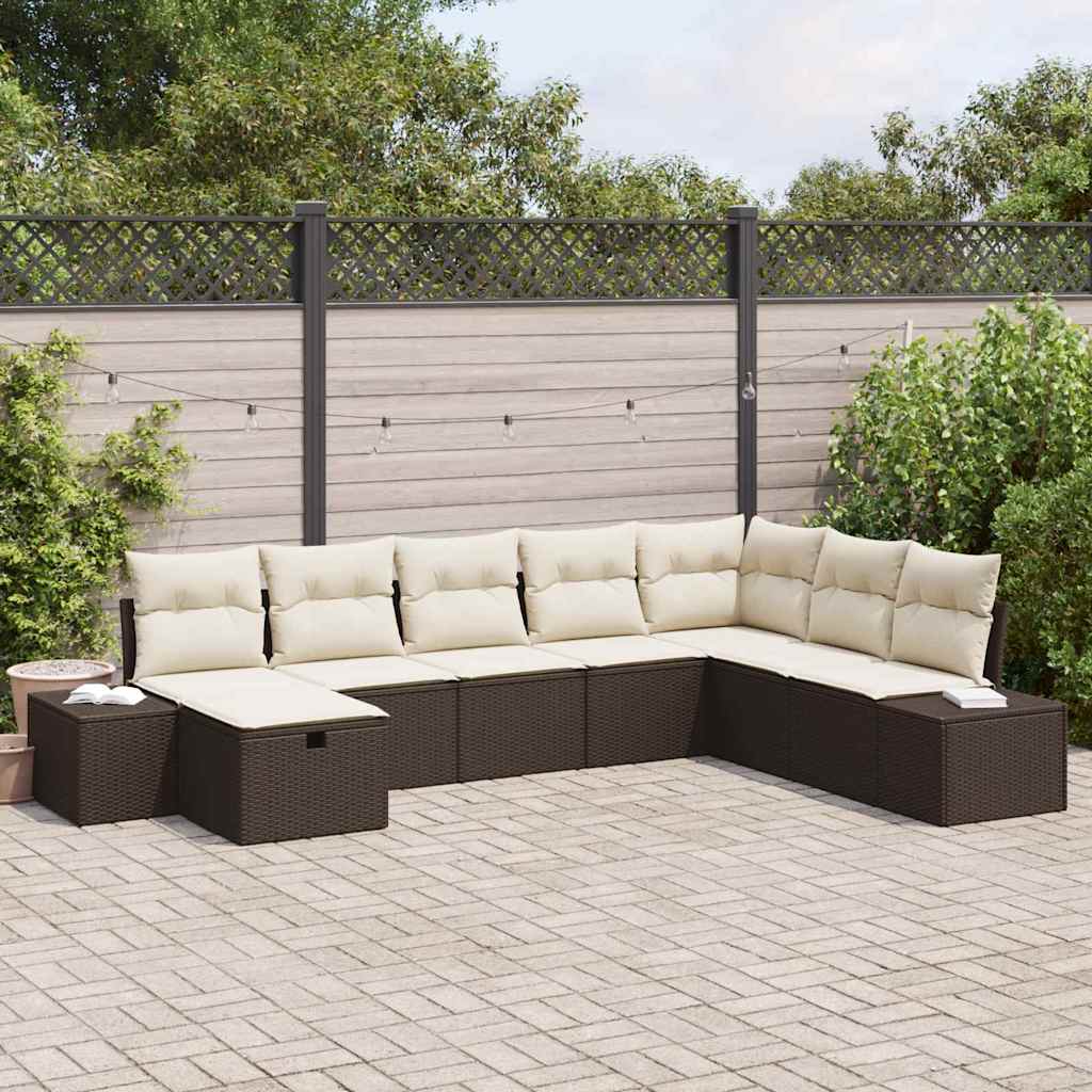 Conjunto de sofá de jardín 8 pcs Beige ratán sintético
